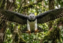 Voo acrobático do gavião-real combina velocidade no dossel fechado com garras monumentais para capturar grandes presas na Amazônia