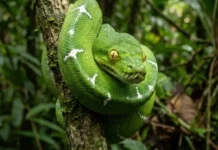 Como os olhos da cobra-papagaio se transformam em potentes sensores biológicos para caçar no dossel da noite amazônica