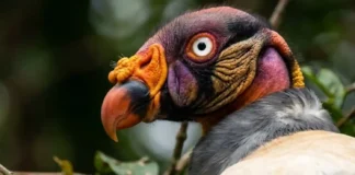 Como a coloração facial do urubu-rei combina tons vibrantes e funções sociais para dominar as carcaças tropicais