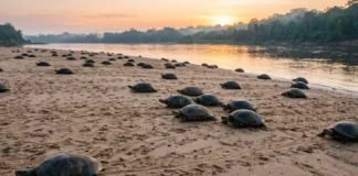 A curiosa estratégia reprodutiva que faz a Tartaruga-da-Amazônia e o tracajá realizarem desovas coletivas monumentais