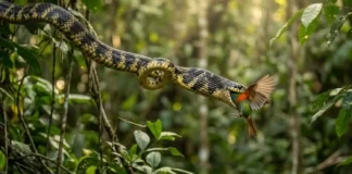 Descoberta na copa das árvores revela como a mística serpente caninana consegue caçar aves em pleno voo na Amazônia