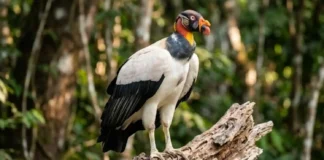 Urubu-rei é a maior ave de rapina necrófaga do Brasil e usa visão superior para dominar carcaças na floresta