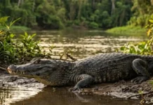 Jacaré-açu é o maior predador de água doce das Américas e domina os rios da Amazônia com mordida poderosa