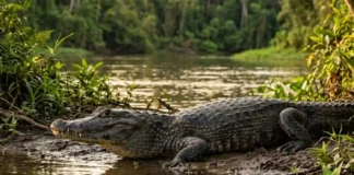 Jacaré-açu é o maior predador de água doce das Américas e domina os rios da Amazônia com mordida poderosa