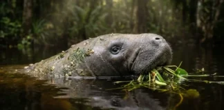 El manatí amazónico, jardinero silencioso de los rios de agua dulce