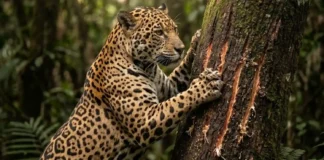 Como a onça-pintada e a vegetação densa da Floresta Amazônica utilizam marcas em troncos para definir territórios sem lutas