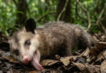 Como o gambá e a vegetação densa da floresta tornam a liberação de odor fétido e a tanatose uma defesa perfeita