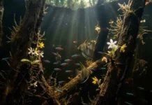 Maior bacia hidrográfica do Brasil alaga floresta do tamanho de países e peixes nadam entre árvores para comer frutos