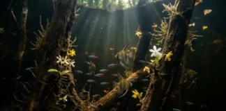 Maior bacia hidrográfica do Brasil alaga floresta do tamanho de países e peixes nadam entre árvores para comer frutos