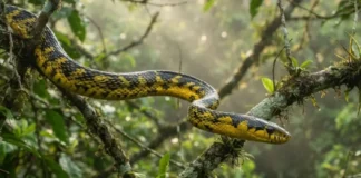Como a impressionante caninana utiliza técnicas avançadas de constrição e velocidade no dossel para caçar aves na Amazônia