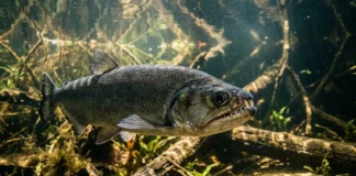 Peixe cachorro utiliza presas inferiores de quinze centímetros para perfurar e segurar presas em águas da Amazônia Peixe cachorro utiliza presas inferiores de quinze centímetros para perfurar e segurar presas em águas da Amazônia