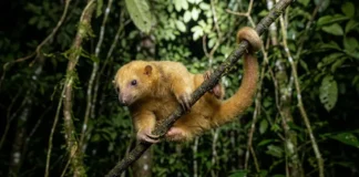 Tamanduaí aplica ácido fórmico de formigas na própria pelagem para repelir predadores nas copas da floresta amazônica Tamanduaí aplica ácido fórmico de formigas na própria pelagem para repelir predadores nas copas da floresta amazônica
