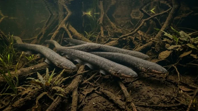 Poraquê sincroniza descargas elétricas em grupo para amplificar campo elétrico e atordoar cardumes de peixes maiores na Amazônia Poraquê sincroniza descargas elétricas em grupo para amplificar campo elétrico e atordoar cardumes de peixes maiores na Amazônia