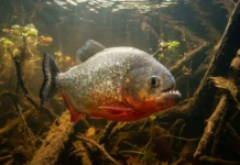 Entre frutos, insetos e peixes, a piranha vermelha usa dentes cortantes e participa da reciclagem nos rios amazônicos Piranha vermelha detecta sangue diluído por quimiorrecepção e recruta cardume para alimentação cooperativa nos rios amazônicos