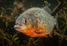 Piranha vermelha detecta sangue diluído por quimiorrecepção e recruta cardumes para alimentação cooperativa na Amazônia Piranha vermelha detecta sangue diluído por quimiorrecepção e recruta cardumes para alimentação cooperativa na Amazônia