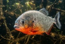Na época das águas, a piranha vermelha deposita ovos entre plantas e muda a rotina do animal durante a reprodução Piranha vermelha utiliza quimiorrecepção para detectar sangue diluído e recrutar cardume em alimentação cooperativa no rio