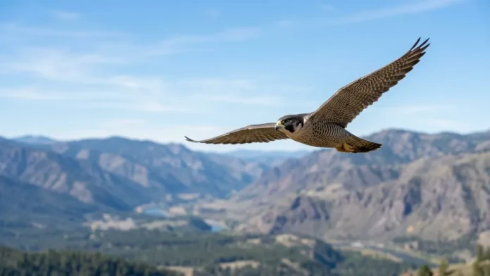 Falcão peregrino mergulha a mais de 300 km por hora e usa impacto de garras fechadas para nocautear aves