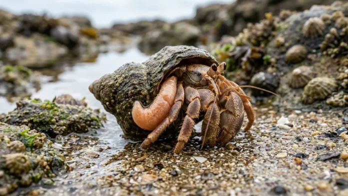 Caranguejo eremita troca conchas em filas organizadas para proteger abdômen mole e garantir crescimento nos ecossistemas litorâneos