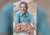 Quem achou a serpente de 80 milhões de anos descrita na Nature Paleontólogo William Nava com o esqueleto fóssil da serpente Tametara mirim no Museu de Paleontologia de Marília
