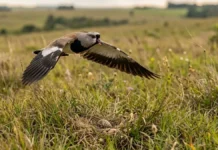 Quero-quero usa esporão na asa em voo rasante para afastar animais maiores e proteger o ninho camuflado no campo Quero-quero usa esporão na asa em voo rasante para afastar animais maiores e proteger o ninho camuflado no campo
