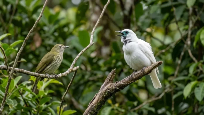 Araponga combina caixa torácica adaptada e canto metálico para alcançar a fêmea na floresta Araponga combina caixa torácica adaptada e canto metálico para alcançar a fêmea na floresta