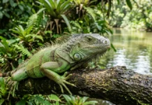 Iguana detecta sombras pelo terceiro olho e combina mergulho com fermentação de folhas para sobreviver Iguana detecta sombras pelo terceiro olho e combina mergulho com fermentação de folhas para sobreviver