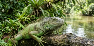 Iguana detecta sombras pelo terceiro olho e combina mergulho com fermentação de folhas para sobreviver Iguana detecta sombras pelo terceiro olho e combina mergulho com fermentação de folhas para sobreviver