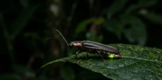 Vaga-lume produz luz fria pela reação entre luciferina e luciferase e usa piscadas como código entre espécies Vaga-lume produz luz fria pela reação entre luciferina e luciferase e usa piscadas como código entre espécies