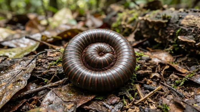 Gongolo se enrola em espiral e libera composto irritante que protege o corpo e devolve nutrientes à floresta Gongolo se enrola em espiral e libera composto irritante que protege o corpo e devolve nutrientes à floresta