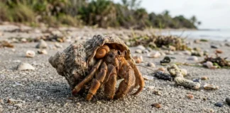 Caranguejo-eremita troca conchas vazias ao crescer, forma filas e disputa abrigo enquanto alguns ocupam tampas plásticas Caranguejo-eremita troca conchas vazias ao crescer, forma filas e disputa abrigo enquanto alguns ocupam tampas plásticas