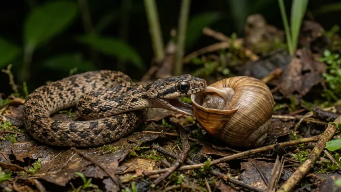 Dormideira usa mandíbula estreita e assimétrica para retirar caramujos da concha sem quebrá-la durante a caça noturna