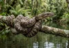 Salamanta enrola-se em galho sobre a água, espera meses pela presa certa e usa calor para decidir quando atacar Salamanta enrola-se em galho sobre a água, espera meses pela presa certa e usa calor para decidir quando atacar