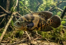 Apaiari exibe falso olho na cauda, protege filhotes em cardume e altera a cor do corpo ao disputar território Apaiari exibe falso olho na cauda, protege filhotes em cardume e altera a cor do corpo ao disputar território