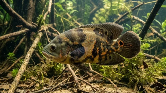 Apaiari exibe falso olho na cauda, protege filhotes em cardume e altera a cor do corpo ao disputar território Apaiari exibe falso olho na cauda, protege filhotes em cardume e altera a cor do corpo ao disputar território