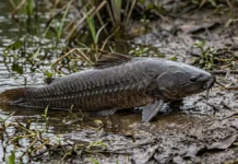 Tamboatá respira pelo intestino, usa as nadadeiras para cruzar a terra seca e faz ninho de espuma quando a água some Tamboatá respira pelo intestino, usa as nadadeiras para cruzar a terra seca e faz ninho de espuma quando a água some