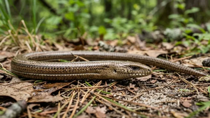 Lagarto-de-vidro não tem patas, quebra a cauda em vários pedaços e regenera uma versão mais curta Lagarto-de-vidro não tem patas, quebra a cauda em vários pedaços e regenera uma versão mais curta