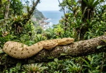 Jararaca-ilhoa vive isolada em uma única ilha, sobe às árvores e usa veneno rápido para capturar aves migratórias em voo Jararaca-ilhoa vive isolada em uma única ilha, sobe às árvores e usa veneno rápido para capturar aves migratórias em voo
