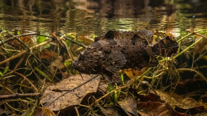 Peixe-folha imita uma folha morta, avança em câmera lenta e captura a presa com a boca transformada em tubo Peixe-folha imita uma folha morta, avança em câmera lenta e captura a presa com a boca transformada em tubo