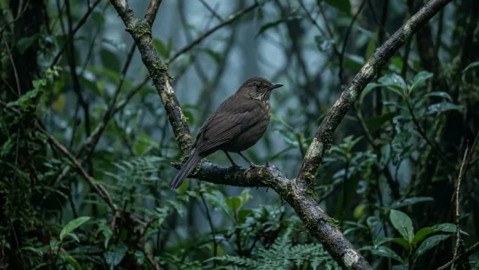 Sabiá-da-mata canta antes do amanhecer, quando o ar estável reduz perdas do som e seu repertório marca a floresta Sabiá-da-mata canta antes do amanhecer, quando o ar estável reduz perdas do som e seu repertório marca a floresta