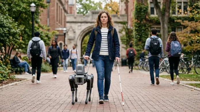 Pesquisadores da Binghamton desenvolvem cães-guia robóticos que dialogam com usuários e ampliam as possibilidades da tecnologia assistiva Pesquisadores da Binghamton desenvolvem cães-guia robóticos que dialogam com usuários e ampliam as possibilidades da tecnologia assistiva