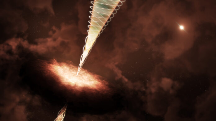 ALMA revela campo magnético em espiral e resolve mistério de 30 anos sobre jatos de estrelas jovens