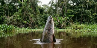 Pirarucu sobe para respirar a cada 15 ou 20 minutos, vira peixe contado um a um e resiste a mordidas de piranha Pirarucu sobe para respirar a cada 15 ou 20 minutos, vira peixe contado um a um e resiste a mordidas de piranha