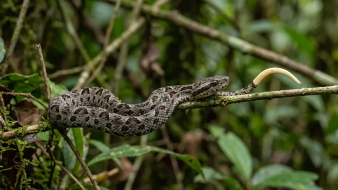 Jararaca recém-nascida move a ponta clara da cauda como larva, atrai sapos e já nasce com veneno ativo