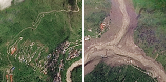 Temperatura elevada : Geleira desaba no Himalaia, eleva rio em 9 metros e deixa Nepal e Tibete sob lama e estradas destruídas Temperatura elevada : Geleira desaba no Himalaia, eleva rio em 9 metros e deixa Nepal e Tibete sob lama e estradas destruídas