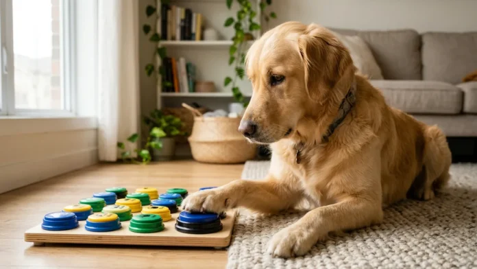 Um cachorro aperta botões para se comunicar e professor da Califórnia discute duas lições para criar inteligência artificial melhor