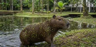 Capivaras saíram de uma lagoa de Belém com plantas grudadas no pelo e, seis meses depois, a espécie já aparecia em seis pontos do campus