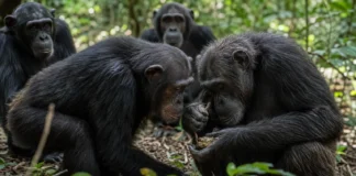 Chimpanzés chegam o rosto bem perto dos companheiros para assistir ao que eles estão fazendo e esse gesto discreto pode ajudar a transmitir uma cultura inteira
