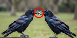 Desabafo na rede acusa as espécies de não evoluírem nem no respeito, mas lobos, corvos, morcegos e primatas cooperam sem moral humana Dois corvos num mourão de madeira, um oferecendo comida ao outro, com o pedaço de alimento em destaque