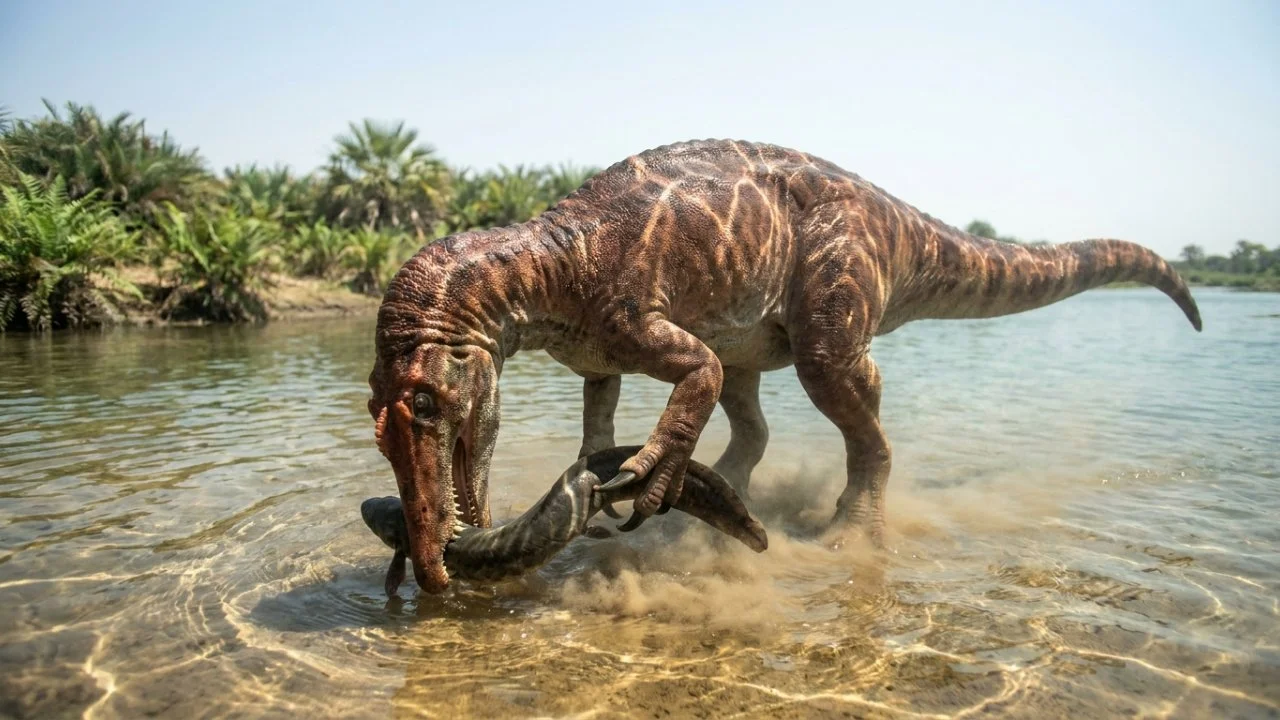 Novo fóssil de espinossauro limita hipótese de nado profundo
