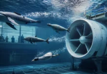 Pesquisadores estão jogando modelos de animais contra uma turbina subaquática e o estranho teste tenta evitar colisões com baleias, focas, peixes e aves marinhas